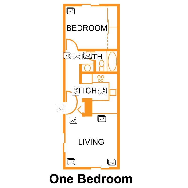 One Bedroom, One Bath, Layout A